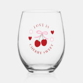 Love Is Cherry Sweet Bridal Shower Weinglas Ohne Stiel (Vorderseite)