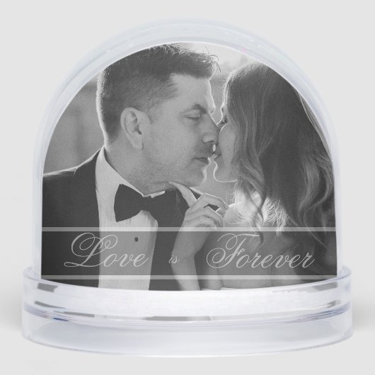 "Love is Forever" Photo Wedding Keepsake Schneekugeln (Vorderseite)