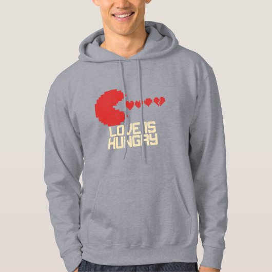 Love Is Hungry – Retro Pixel-Herzen Hoodie (Vorderseite)