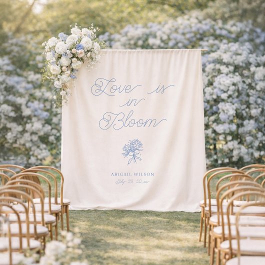 Love Is in Bloom Blue Hydrangea Bridal Shower Wandteppich