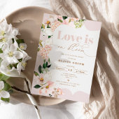 Love is in bloom blush floral bridal shower einladung