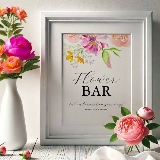 Love Is In Bloom Bridal Shower Flower Bar Sign Poster