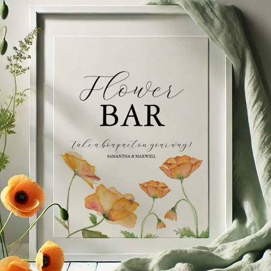 Love Is In Bloom Bridal Shower Flower Bar Sign Poster