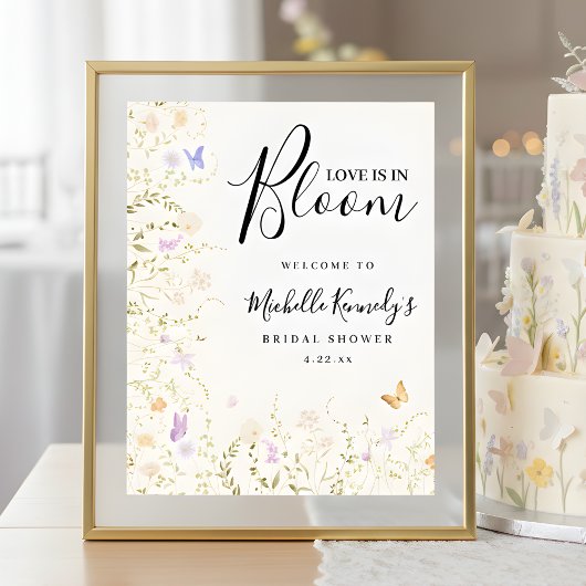 Love Is In Bloom Bridal Shower Welcome Sign  Poster