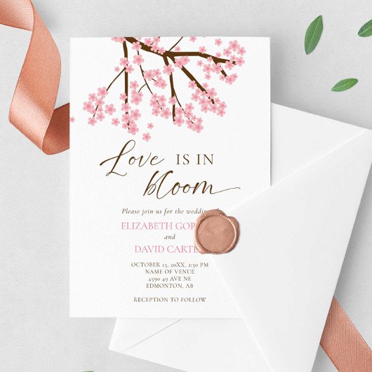 Love is in Bloom Cherry Blossoms Wedding Einladung