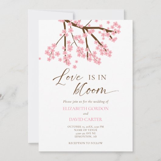 Love is in Bloom Cherry Blossoms Wedding Einladung (Vorderseite)