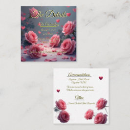 Love is in Bloom Details Pink Roses Wedding Invite Begleitkarte