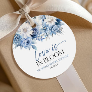 Love Is In Bloom Dusty Blue Florale Hochzeitsdusch Geschenkanhänger