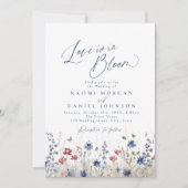 Love is in Bloom Navy Wildflower Rustic Wedding Einladung (Vorderseite)