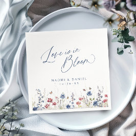 Love is in Bloom Navy Wildflower Rustic Wedding Serviette