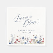 Love is in Bloom Navy Wildflower Rustic Wedding Serviette (Vorderseite)