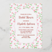 Love Is In Bloom Pink Floral Bridal Shower Folieneinladung (Vorderseite)