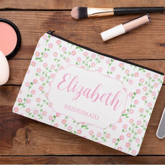 Love Is In Bloom Pink Floral Wedding Party Zubehörtasche