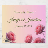 Love is in Bloom Pink Roses Blush Background  Schaumweinetikett (Einzelnes Label)