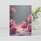 Love is in Bloom Pink Roses Romantic Wedding Einladung (Stehend Vorderseite)
