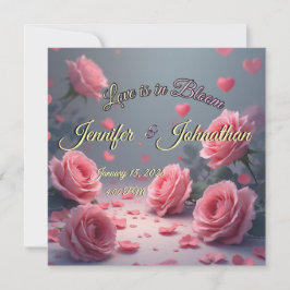 Love is in Bloom Pink Roses Save the Date Wedding