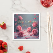 Love is in Bloom Pink Roses Wedding Customize Serviette (Beispiel)