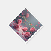 Love is in Bloom Pink Roses Wedding Customize Serviette (Ecke)