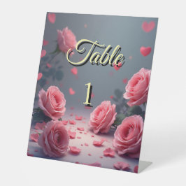 Love is in Bloom Pink Roses Wedding Elegant Sockelschild