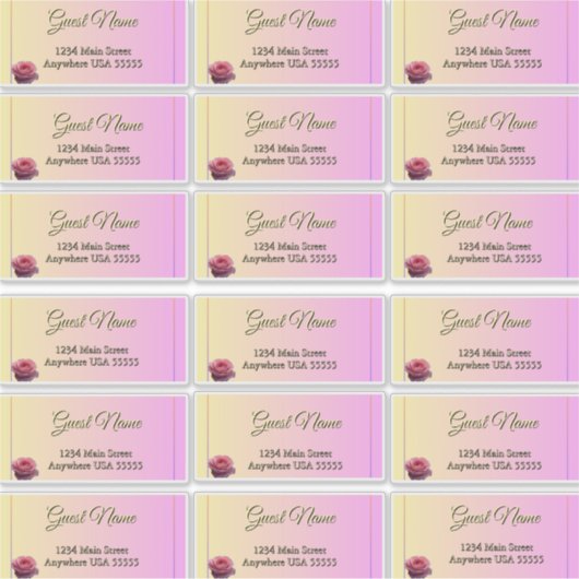 Love is in Bloom Pink Roses Wedding Guest Address Aufkleber (Vorderseite)