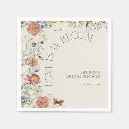 Love Is In Bloom Pressed Wildflower Bridal Shower Serviette