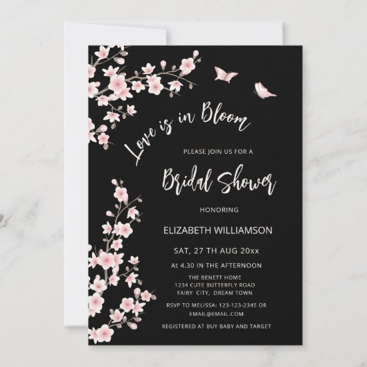 Love Is In Bloom | QR Code Registry Bridal Shower Einladung (Vorderseite)