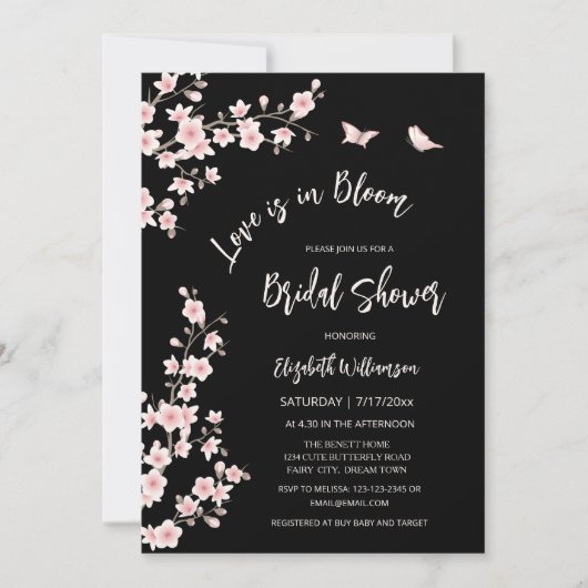 Love Is In Bloom | QR Code Registry Bridal Shower Einladung (Vorderseite)