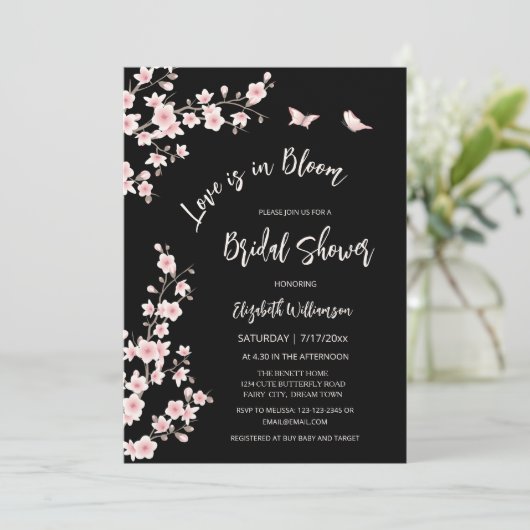 Love Is In Bloom | QR Code Registry Bridal Shower Einladung (Stehend Vorderseite)