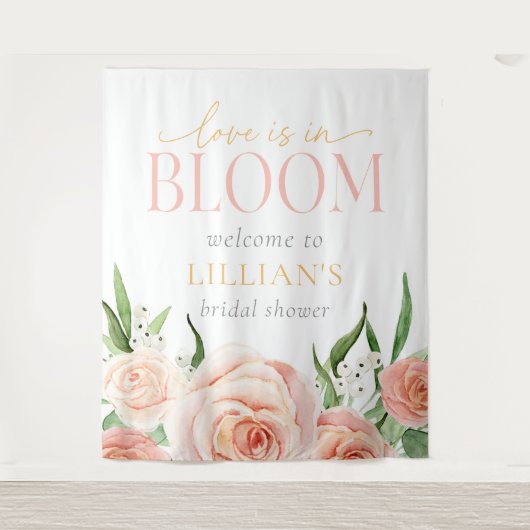 Love Is In Bloom Soft Pink Floral Photo Backdrop  Wandteppich (Vorderseite)