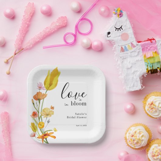 Love is in Bloom Spring Wildflower Bridal Shower Pappteller (Party)