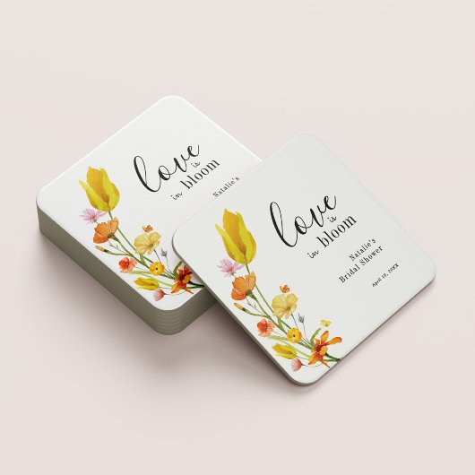 Love is in Bloom Spring Wildflower Bridal Shower Rechteckiger Pappuntersetzer