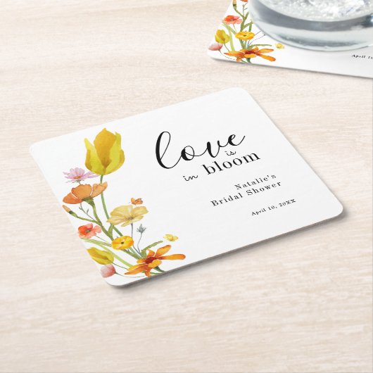 Love is in Bloom Spring Wildflower Bridal Shower Rechteckiger Pappuntersetzer (angewinkelt)