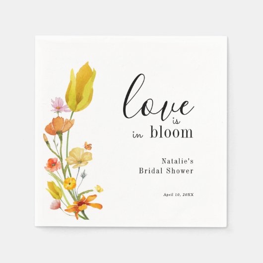 Love is in Bloom Spring Wildflower Bridal Shower Serviette (Vorderseite)