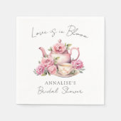 Love Is In Bloom Teal Floral Bridal Shower Serviette (Vorderseite)