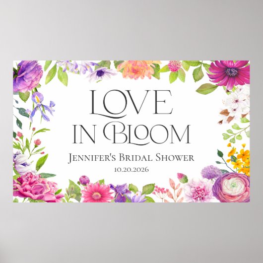 Love is in Bloom | Watercolor Floral Bridal Shower Poster (Vorne)