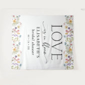 Love Is in Bloom White Bridal Shower Backdrop Wandteppich (Vorderseite (Horizontal))