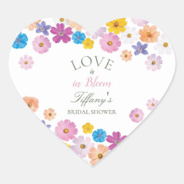 Love is in Bloom Wildflower Garden Bridal Shower Herz-Aufkleber