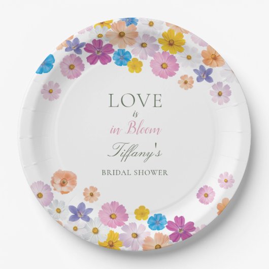 Love is in Bloom Wildflower Garden Bridal Shower Pappteller (Vorderseite)