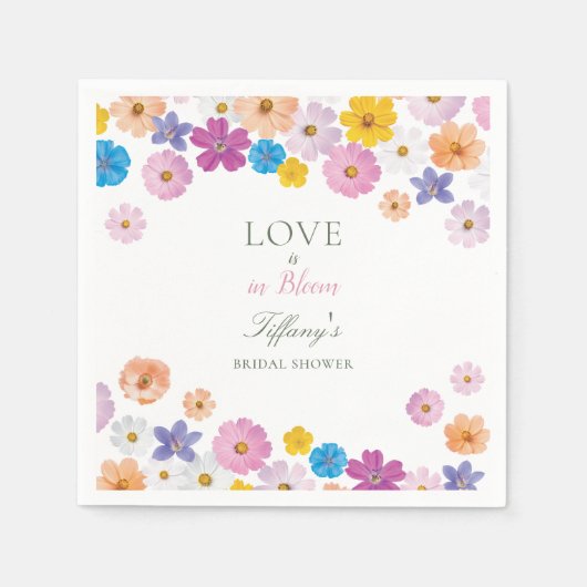 Love is in Bloom Wildflower Garden Bridal Shower Serviette (Vorderseite)