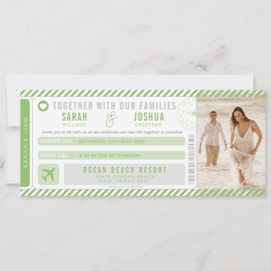 Love is in the air Boarding Pass Wedding Einladung (Vorderseite)