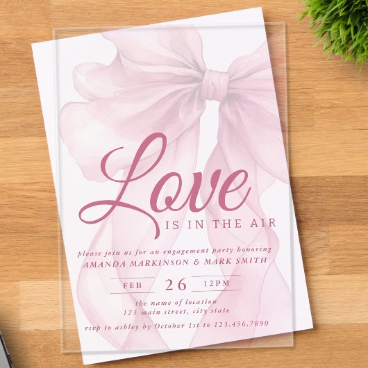 Love Is In The Air Bow Mauve Engagement Party Acryleinladungen