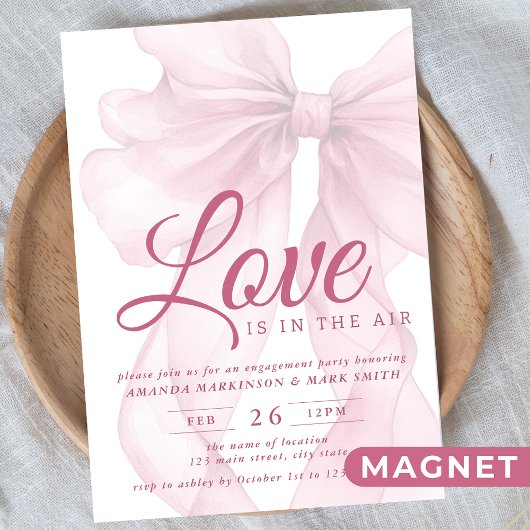Love Is In The Air Bow Mauve Engagement Party Magneteinladung