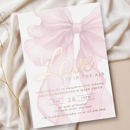 Love Is In The Air Bow Mauve Engagement Rose Gold Folieneinladung