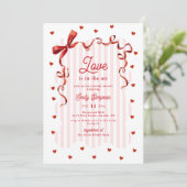 Love Is In The Air Bow Valentine's Bridal Shower Einladung (Stehend Vorderseite)
