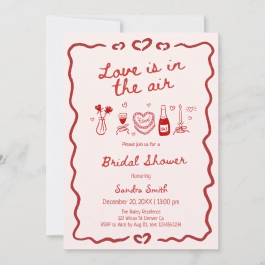 Love Is In The Air Bridal Shower Einladung (Vorderseite)