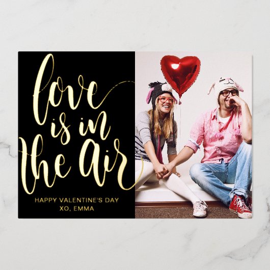 Love Is In The Air Custom Photo Valentine's Day  Folien Feiertagskarte (Vorderseite)