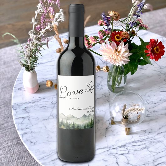 Love is in the Air Elegant Wedding favor Weinetikett