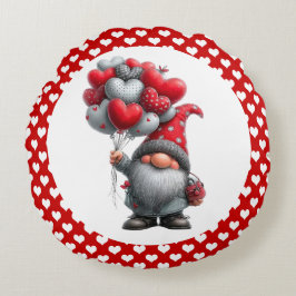 "Love is in the Air" Heart Balloon Gnome Rundes Kissen
