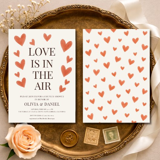 Love is in the Air Hearts Couples Shower Einladung