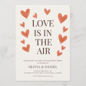 Love is in the Air Hearts Engagement Party Einladung (Vorderseite)